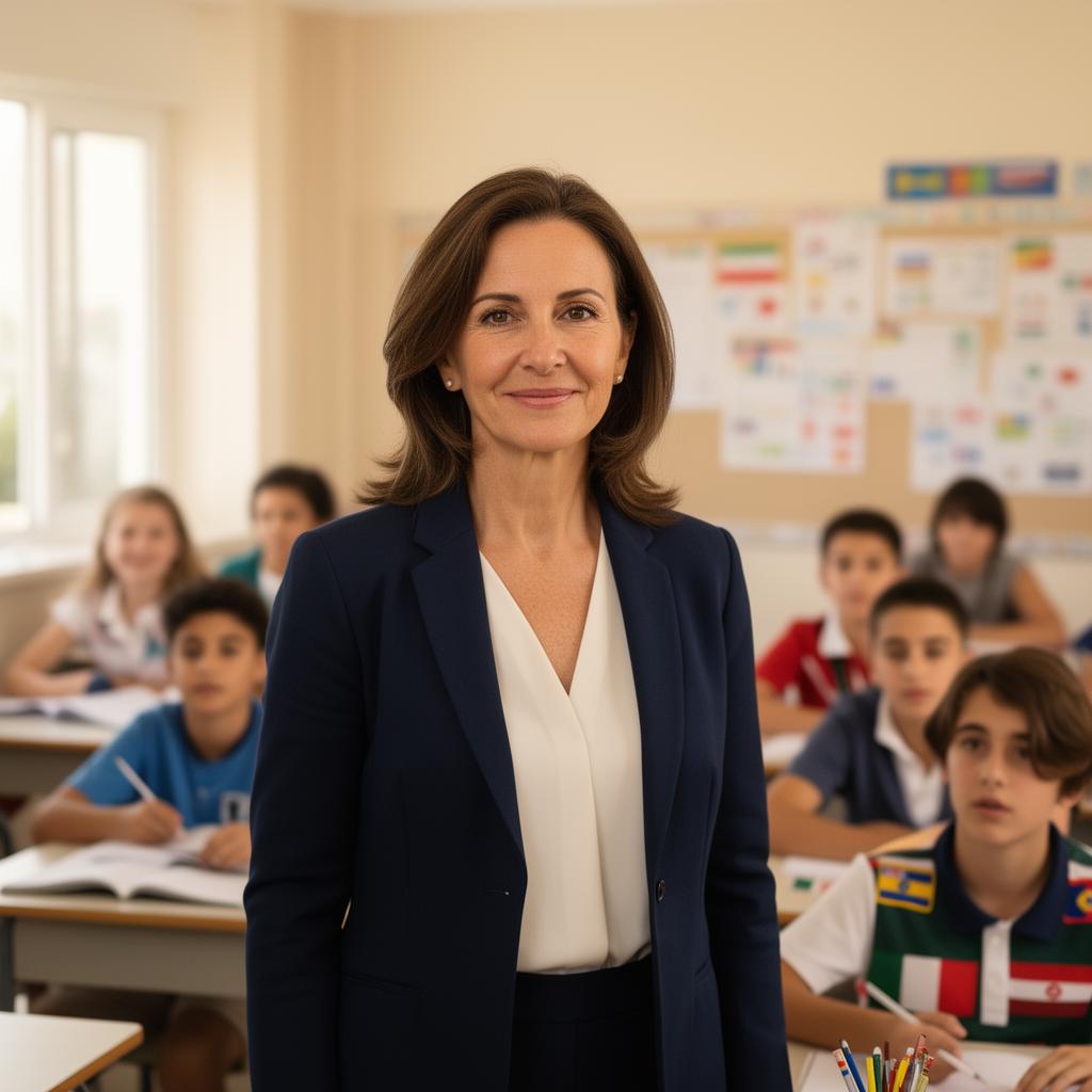 Docente italiana in un'aula internazionale a Malta con studenti da diversi paesi